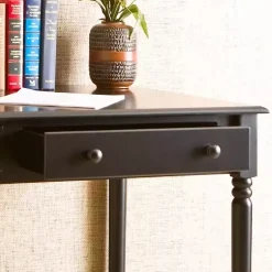 Kirklands Home Office Furniture|Classic 2-Drawer Wood Desk Black