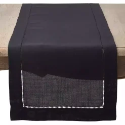 Kirklands Home Table Linens|Classic Hemstitch Border Polyester Runner Black