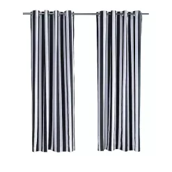 Kirklands Home Outdoor Curtains|Black Coastal Stripe Outdoor Curtain Panel, 96 in.