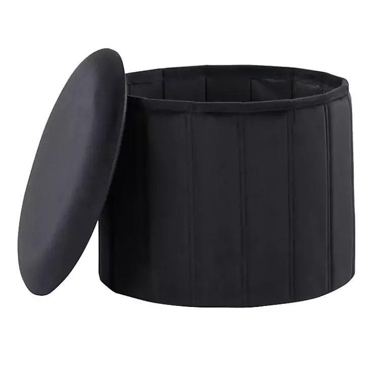 Kirklands Home Benches & Ottomans|Collapsible Storage Ottoman Black