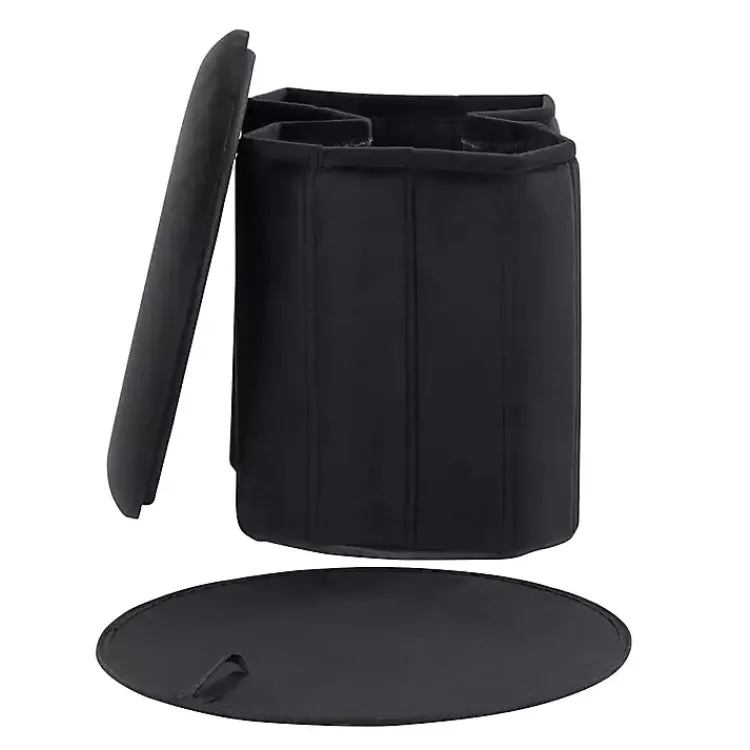 Kirklands Home Benches & Ottomans|Collapsible Storage Ottoman Black