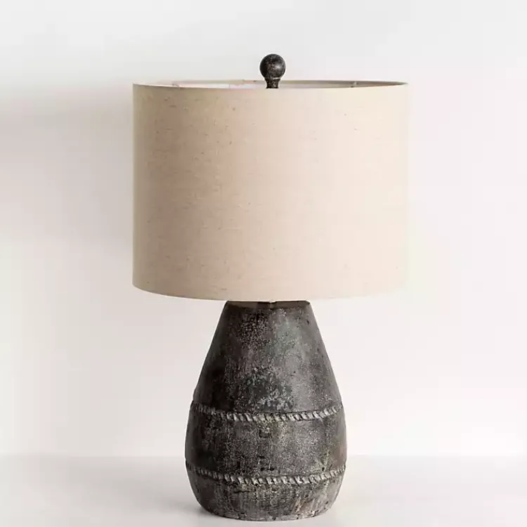 Kirklands Home Table Lamps|Black Concrete Porter Table Lamp Ivory