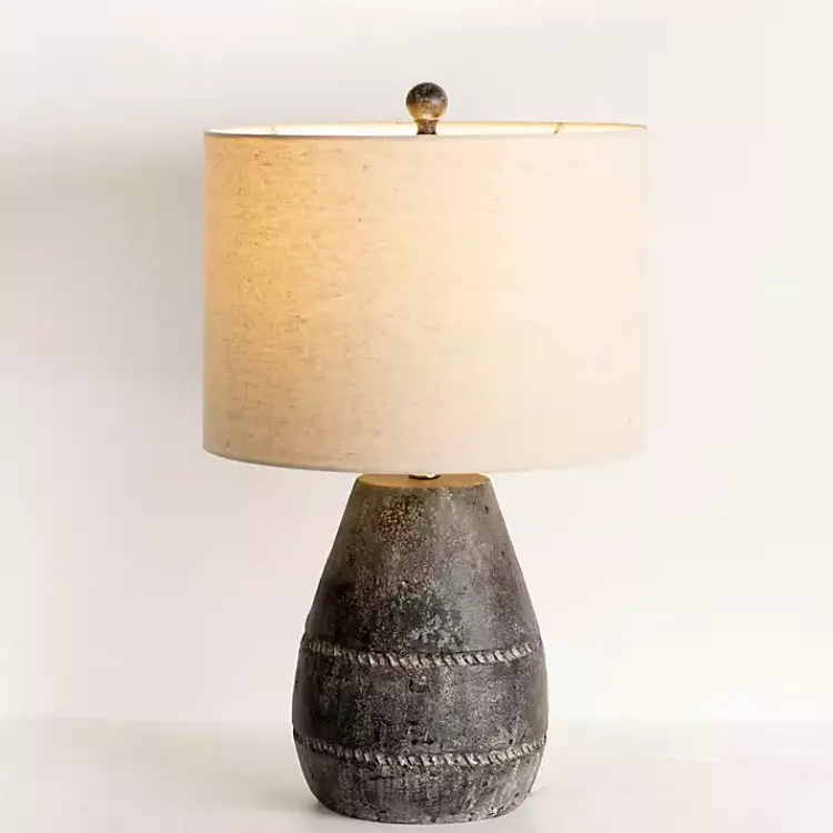 Kirklands Home Table Lamps|Black Concrete Porter Table Lamp Ivory