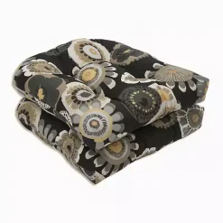 Kirklands Home Outdoor Cushions & Pillows|Black Crosby Wicker Chair Cushions, Set of 2