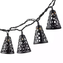 Kirklands Home Outdoor Lighting|Cutout Cone Outdoor String Lights Black