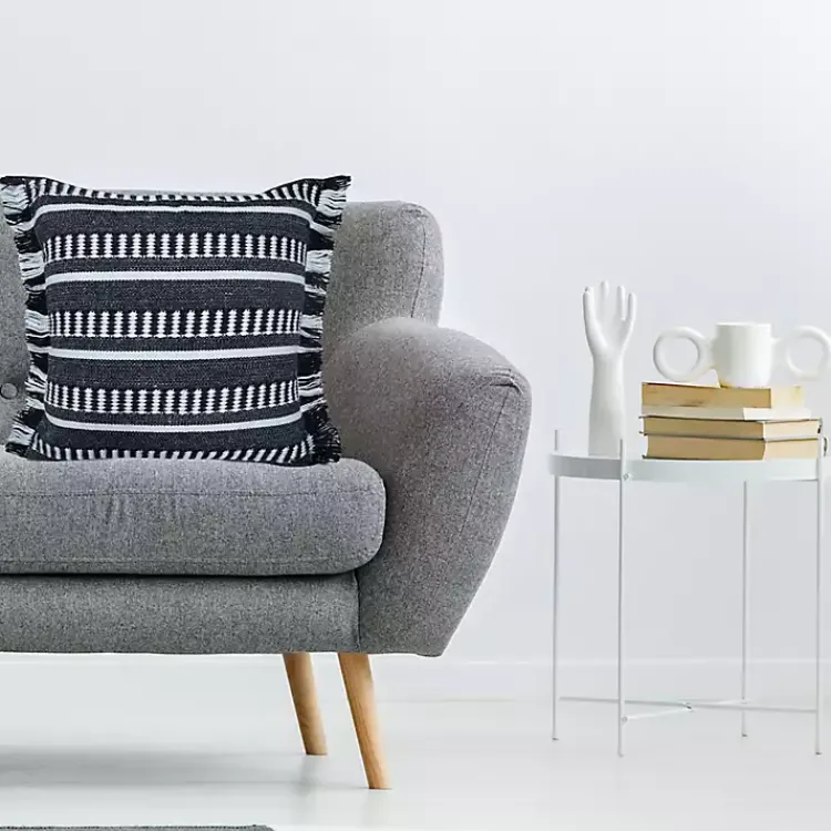 New Black Dash Stripe Indoor/Outdoor Pillow Pillows