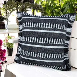 New Black Dash Stripe Indoor/Outdoor Pillow Pillows