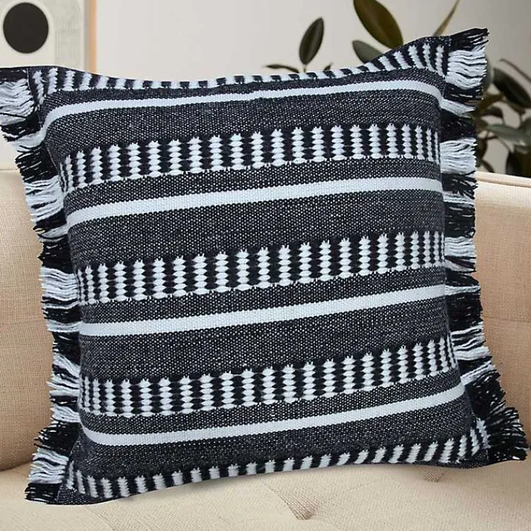 New Black Dash Stripe Indoor/Outdoor Pillow Pillows