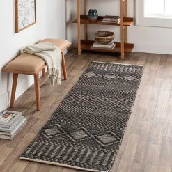 Kirklands Home Area Rugs|Diamond Jute Runner, 2x8 Black