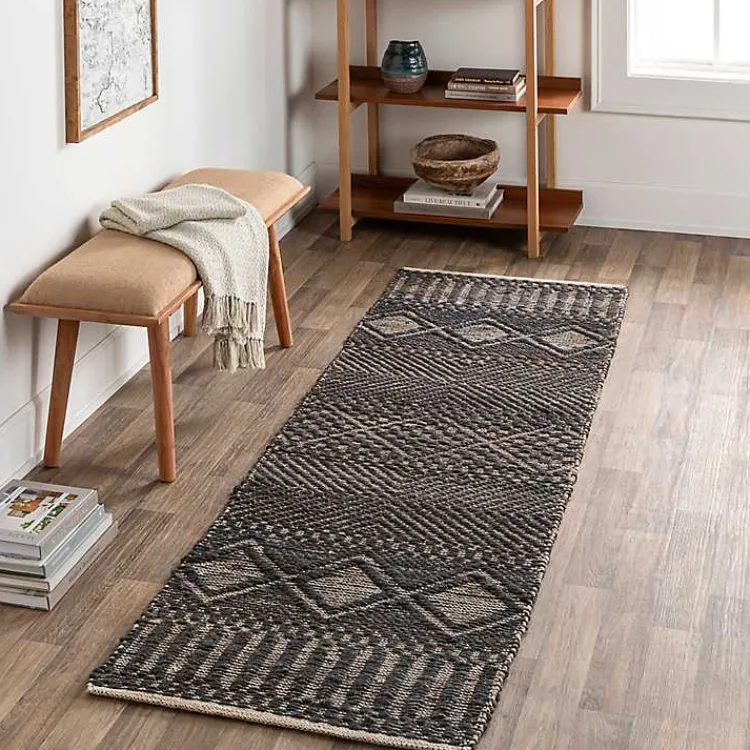 Kirklands Home Area Rugs|Diamond Jute Runner, 2x8 Black