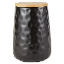 Kirklands Home Kitchen Storage|Dimpled Bamboo Canisters, Set of 2 Black
