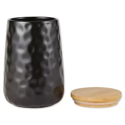 Kirklands Home Kitchen Storage|Dimpled Bamboo Canisters, Set of 2 Black