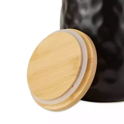 Kirklands Home Kitchen Storage|Dimpled Bamboo Canisters, Set of 2 Black