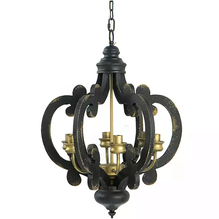 Kirklands Home Chandeliers & Pendant Lighting|Black Distressed Gold Chandelier