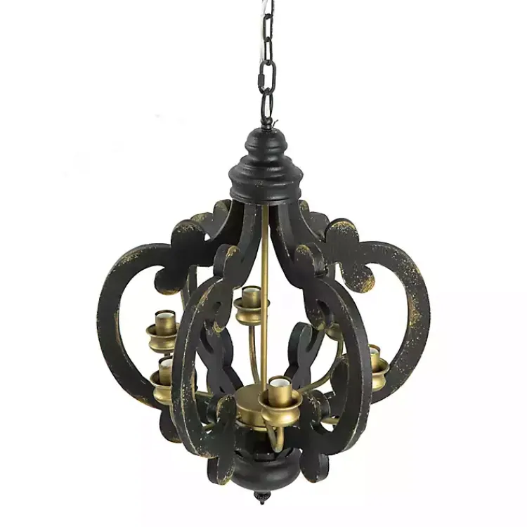 Kirklands Home Chandeliers & Pendant Lighting|Black Distressed Gold Chandelier