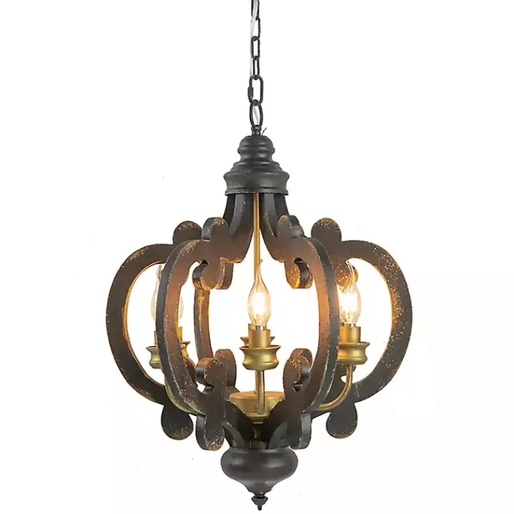 Kirklands Home Chandeliers & Pendant Lighting|Black Distressed Gold Chandelier