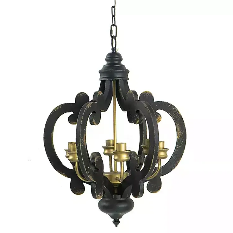 Kirklands Home Chandeliers & Pendant Lighting|Black Distressed Gold Chandelier