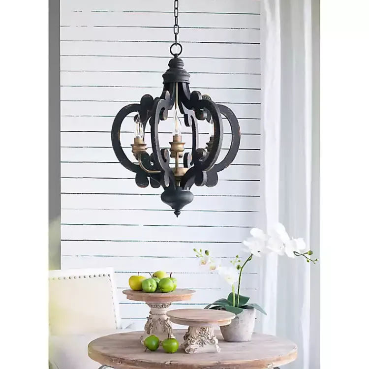 Kirklands Home Chandeliers & Pendant Lighting|Black Distressed Gold Chandelier