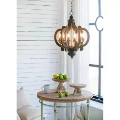 Kirklands Home Chandeliers & Pendant Lighting|Black Distressed Gold Chandelier