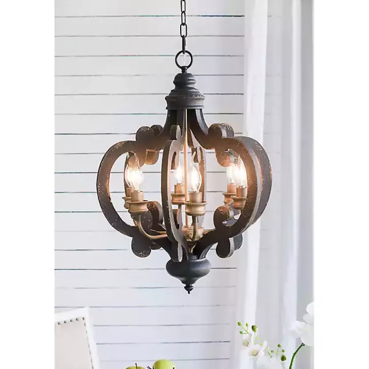 Kirklands Home Chandeliers & Pendant Lighting|Black Distressed Gold Chandelier