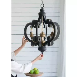 Kirklands Home Chandeliers & Pendant Lighting|Black Distressed Gold Chandelier