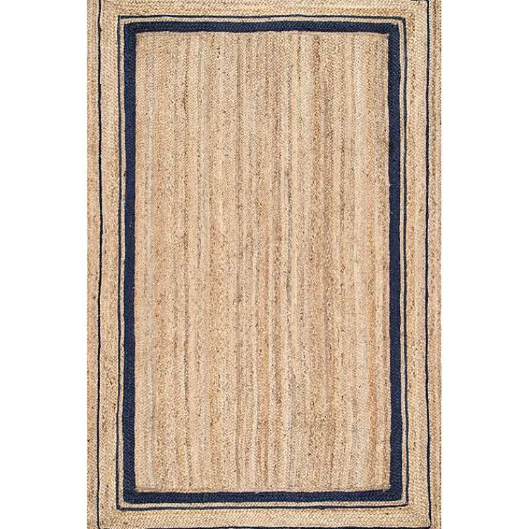 Kirklands Home Area Rugs|Black Double Border Braided Jute Area Rug, 5x8