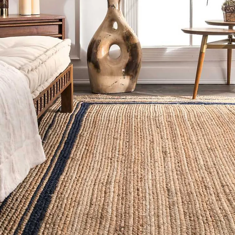 Kirklands Home Area Rugs|Black Double Border Braided Jute Area Rug, 5x8