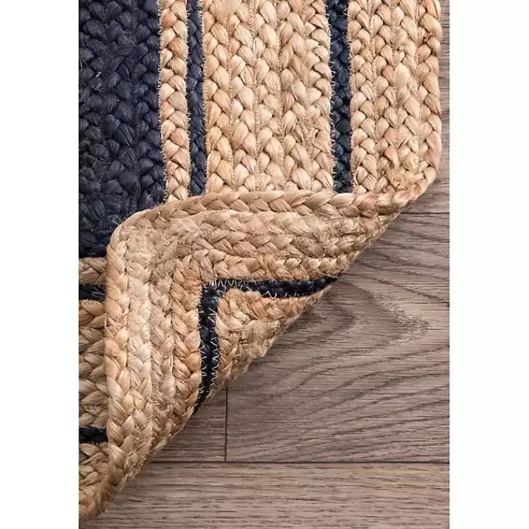 Kirklands Home Area Rugs|Black Double Border Braided Jute Area Rug, 5x8