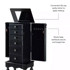 Kirklands Home Dressers & Chests|5-Drawer Ollie Petite Jewelry Armoire Black