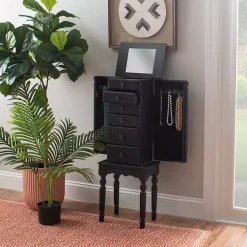 Kirklands Home Dressers & Chests|5-Drawer Ollie Petite Jewelry Armoire Black