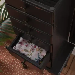 Kirklands Home Dressers & Chests|5-Drawer Ollie Petite Jewelry Armoire Black