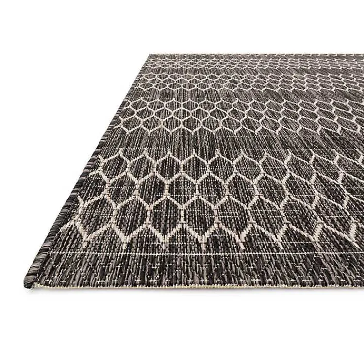 Kirklands Home Outdoor Rugs|Black Eyelet Pattern Outdoor Area Rug, 5x7