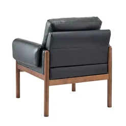 Kirklands Home Accent Chairs|Faux Leather and Wood Accent Chair Black
