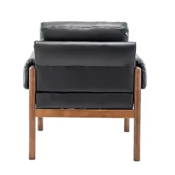 Kirklands Home Accent Chairs|Faux Leather and Wood Accent Chair Black