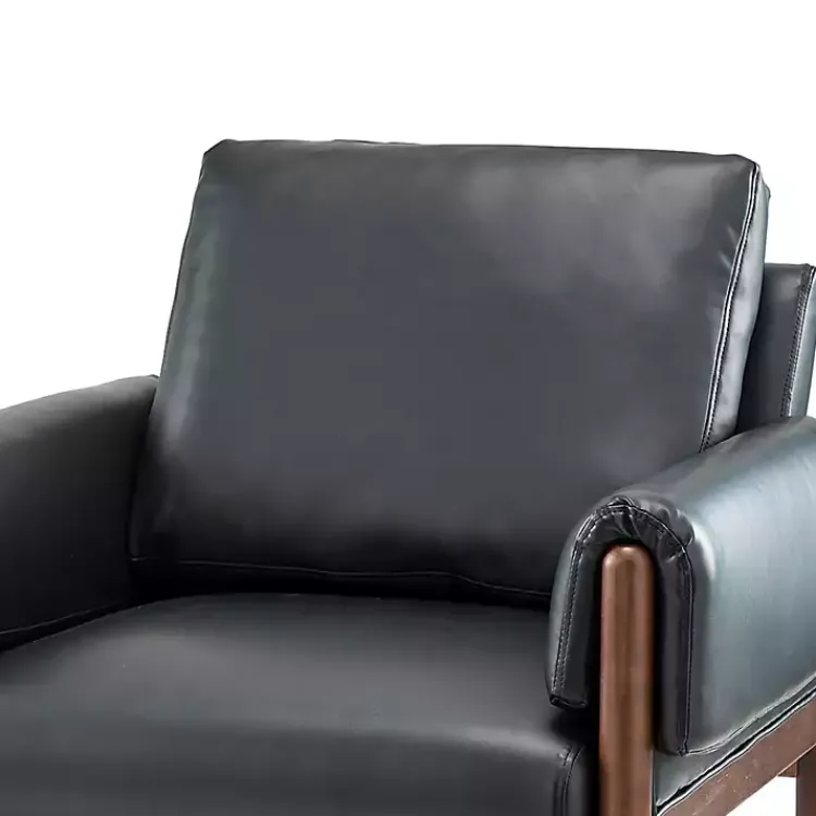 Kirklands Home Accent Chairs|Faux Leather and Wood Accent Chair Black