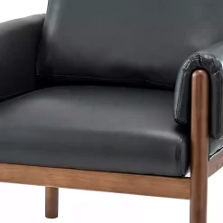 Kirklands Home Accent Chairs|Faux Leather and Wood Accent Chair Black