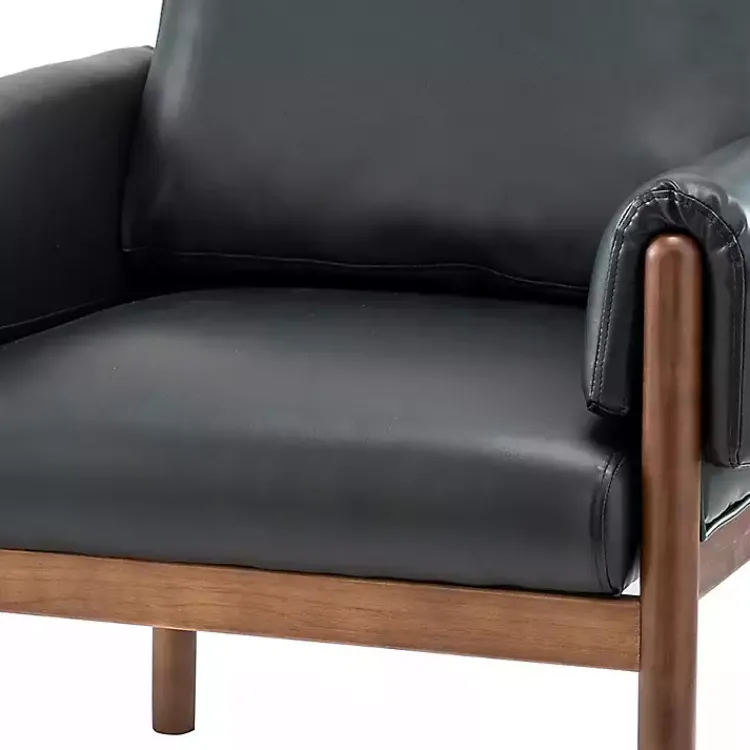 Kirklands Home Accent Chairs|Faux Leather and Wood Accent Chair Black