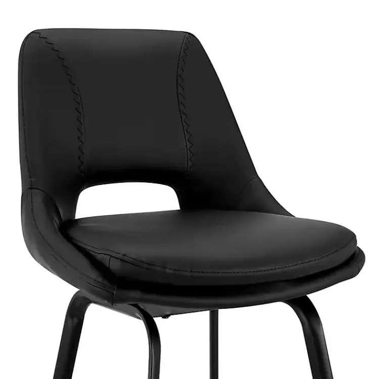 Kirklands Home Bar Stools & Counter Height Stools|Faux Leather Carise Swivel Bar Stool Black