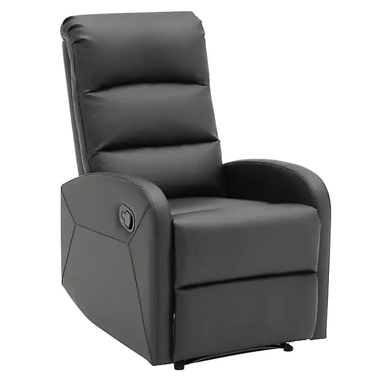 Kirklands Home Accent Chairs|Faux Leather Dormi Recliner Black