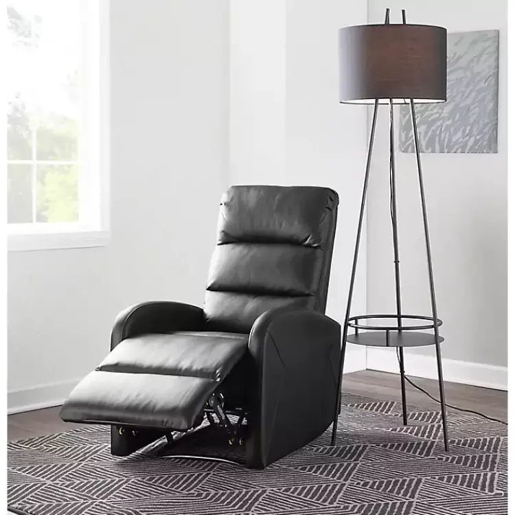 Kirklands Home Accent Chairs|Faux Leather Dormi Recliner Black