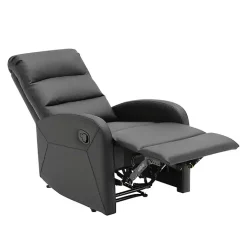 Kirklands Home Accent Chairs|Faux Leather Dormi Recliner Black