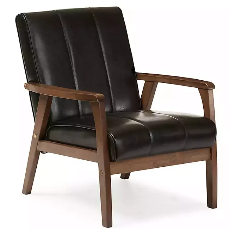 Kirklands Home Accent Chairs|Faux Leather Kegan Accent Chair Black
