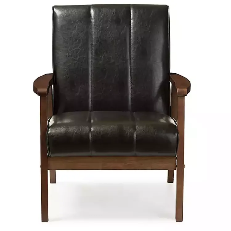 Kirklands Home Accent Chairs|Faux Leather Kegan Accent Chair Black