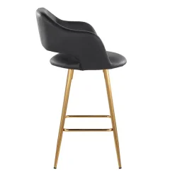 Kirklands Home Bar Stools & Counter Height Stools|Faux Leather Marge Counter Stools, Set of 2 Black