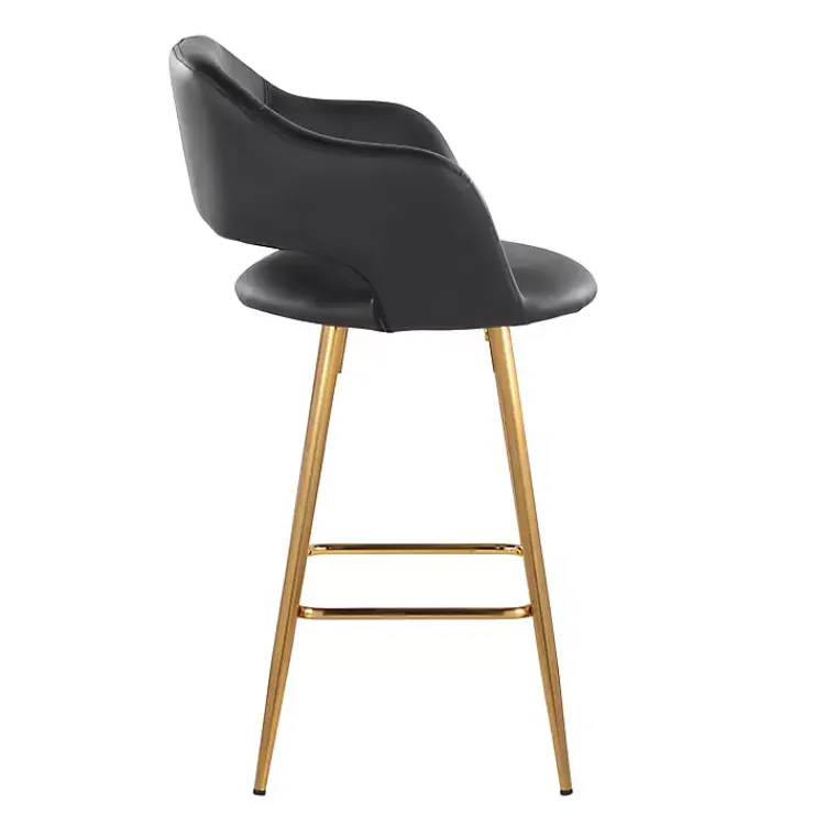 Kirklands Home Bar Stools & Counter Height Stools|Faux Leather Marge Counter Stools, Set of 2 Black