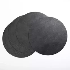 Kirklands Home Table Linens|Faux Leather Placemats, Set of 4 Black