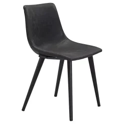 Kirklands Home Dining Chairs|Faux Leather Scoop Dining Chairs, Set of 2 Black