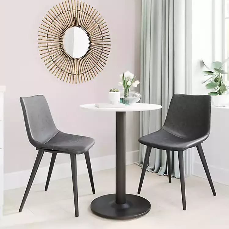 Kirklands Home Dining Chairs|Faux Leather Scoop Dining Chairs, Set of 2 Black