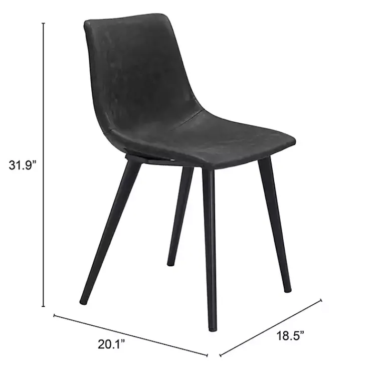 Kirklands Home Dining Chairs|Faux Leather Scoop Dining Chairs, Set of 2 Black