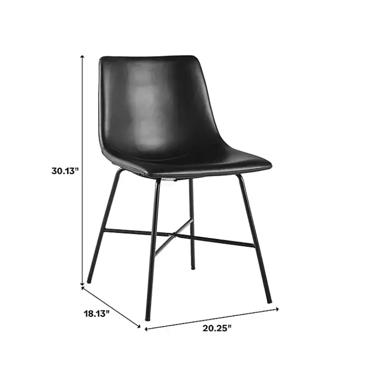 Kirklands Home Dining Chairs|Faux Leather Scoop Dining Chairs, Set of 2 Black